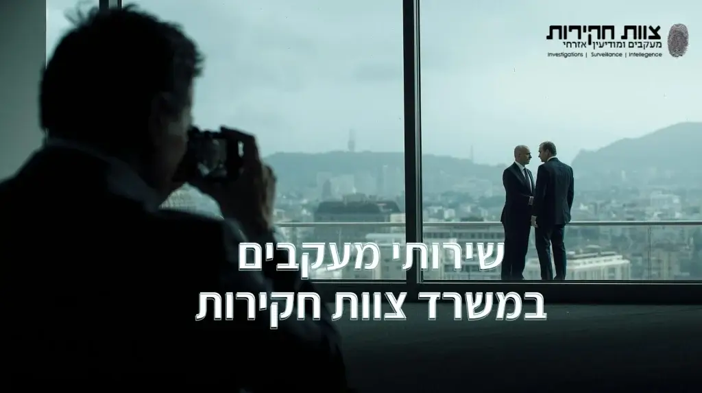 חוקר פרטי למעקב מבצע שירות מעקבים על שני אנשי עסקים