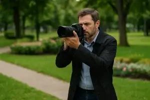 חוקר פרטי מבצע צילום בחקירת שטח