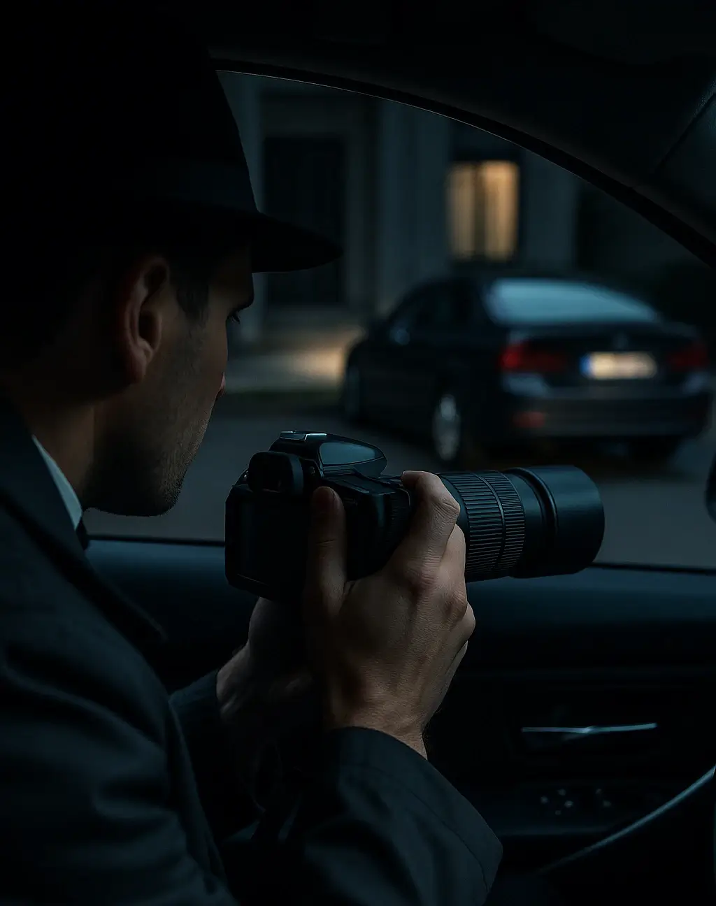 חוקר פרטי עם מצלמה בחקירת שטח